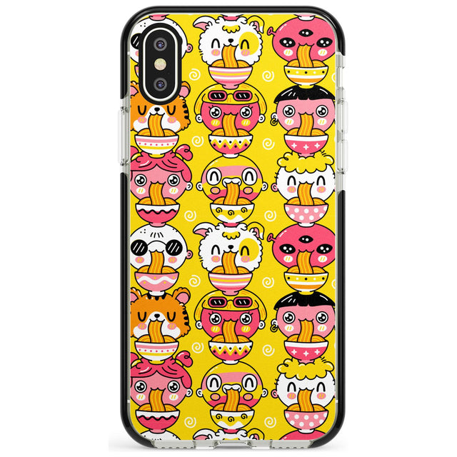 Ramen Noodle Kawaii Pattern Black Impact Phone Case for iPhone X XS Max XR