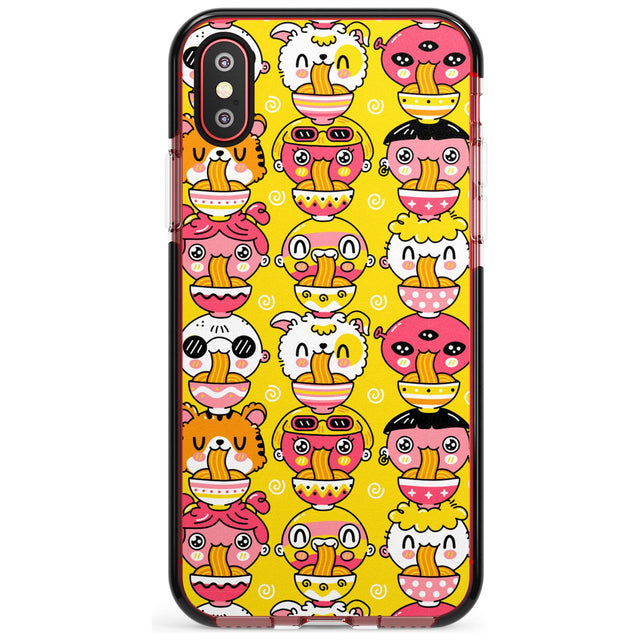 Ramen Noodle Kawaii Pattern Black Impact Phone Case for iPhone X XS Max XR