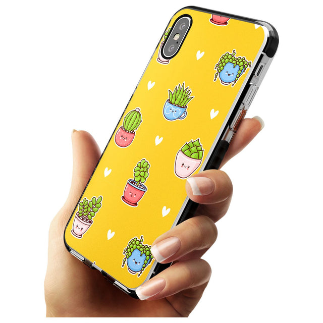 Plant Faces Kawaii Pattern Black Impact Phone Case for iPhone X XS Max XR