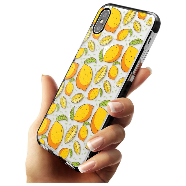 Lemon Pattern Black Impact Phone Case for iPhone X XS Max XR