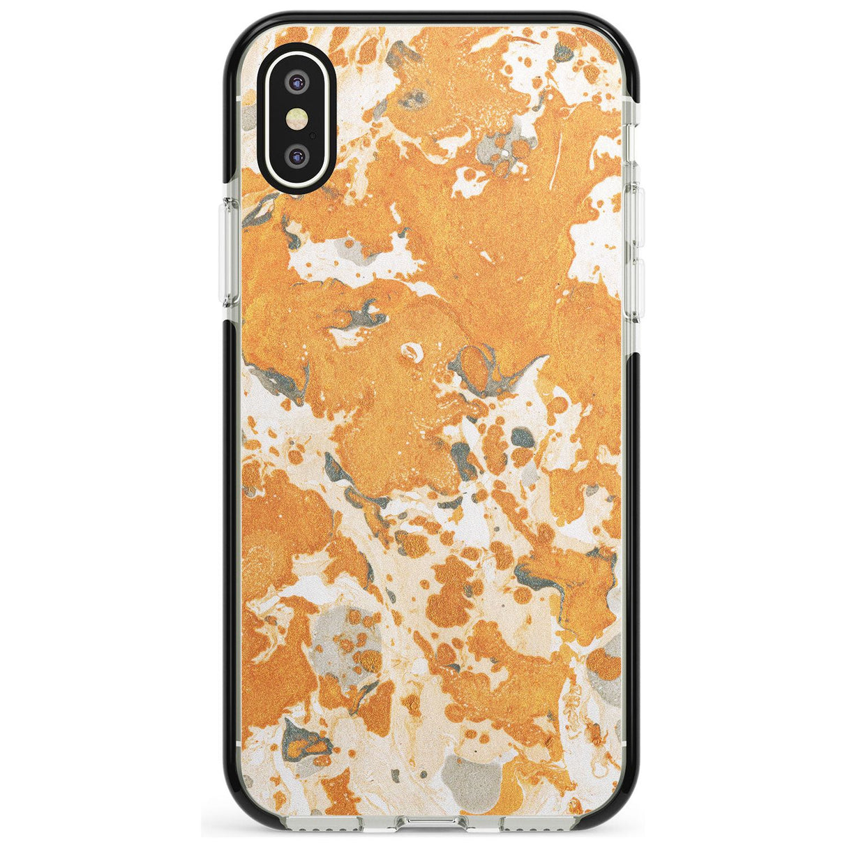 Orange Marbled Paper Pattern Black Impact Phone Case for iPhone X XS Max XR