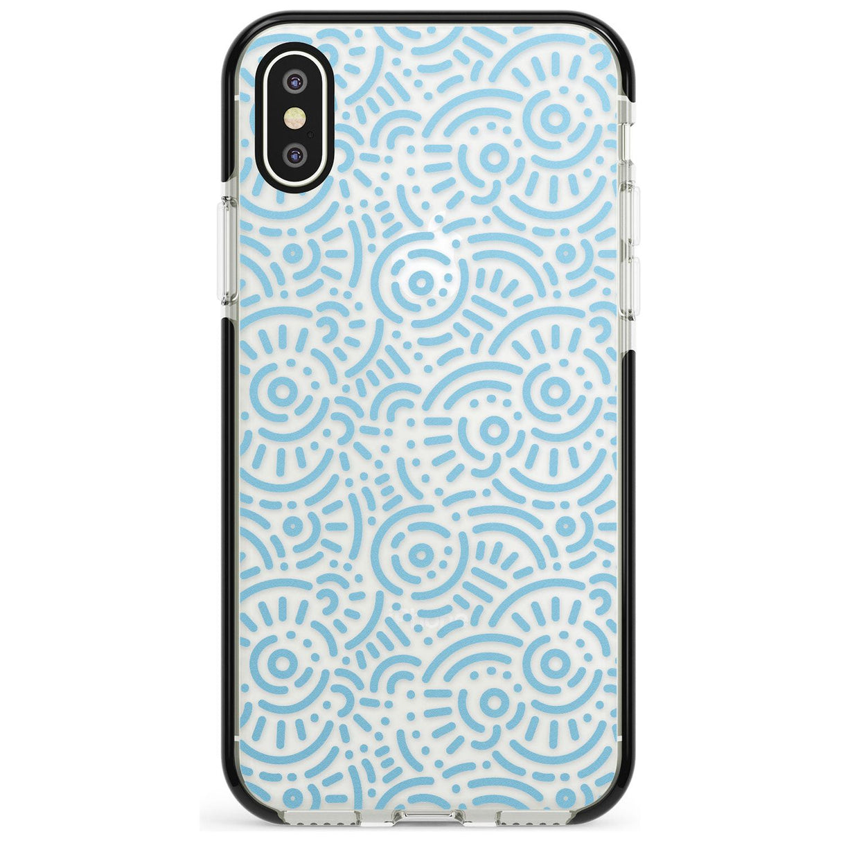 Light Blue Pattern Memphis Retro Pattern Design Black Impact Phone Case for iPhone X XS Max XR