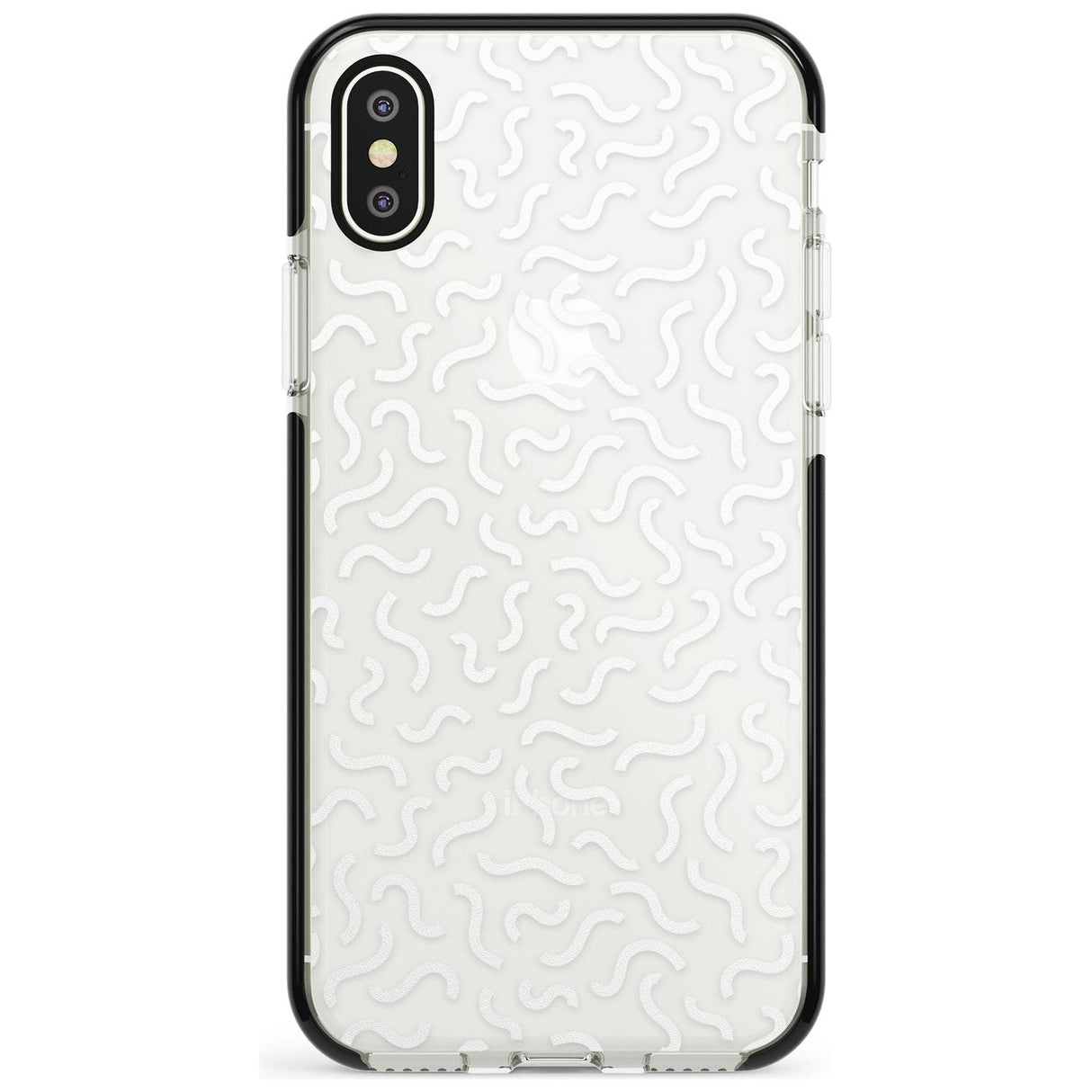 White Wavy Squiggles Memphis Retro Pattern Design Black Impact Phone Case for iPhone X XS Max XR