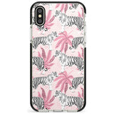 White Tigers on Pink Pattern Black Impact Phone Case for iPhone X XS Max XR