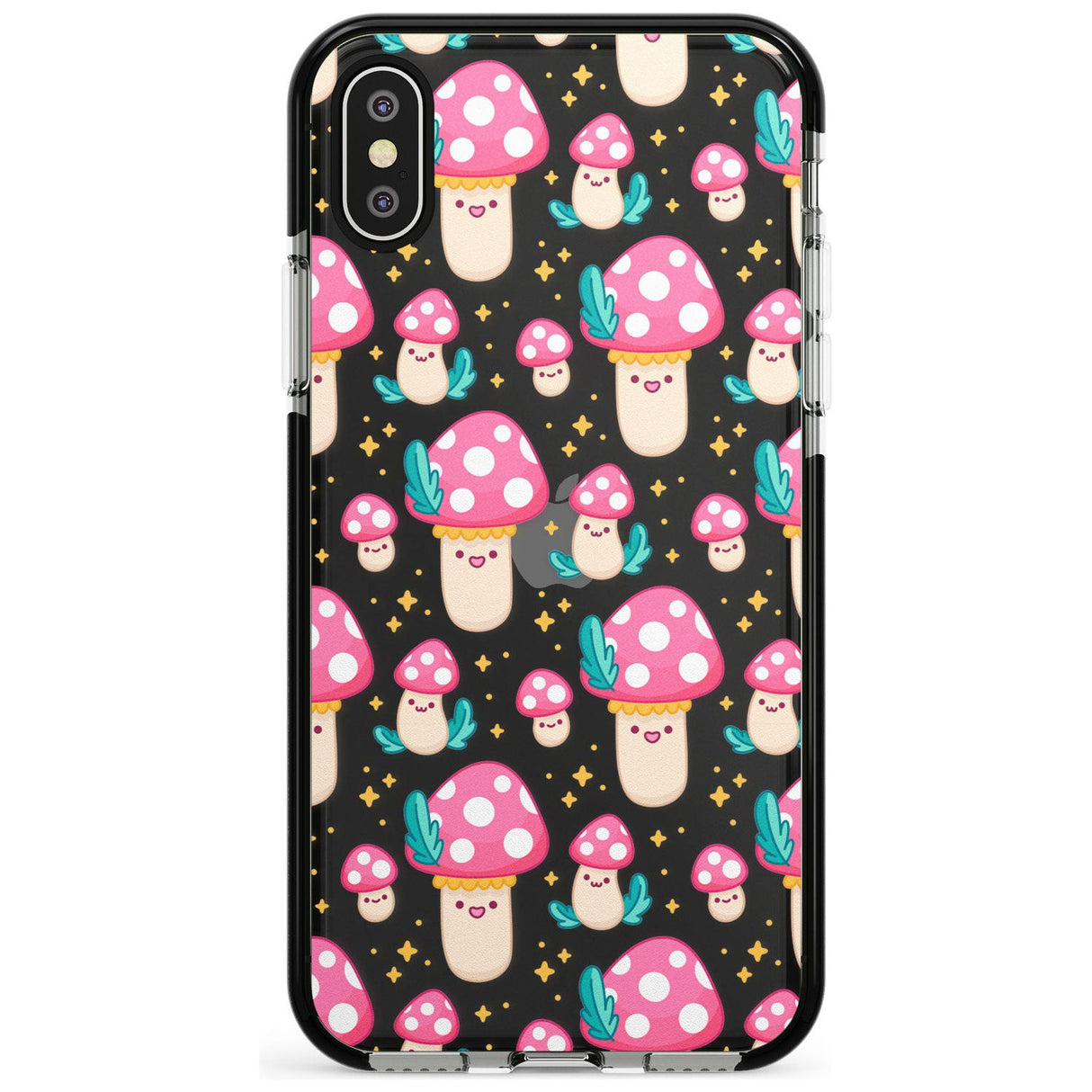 Cute Mushrooms Pattern Black Impact Phone Case for iPhone X XS Max XR