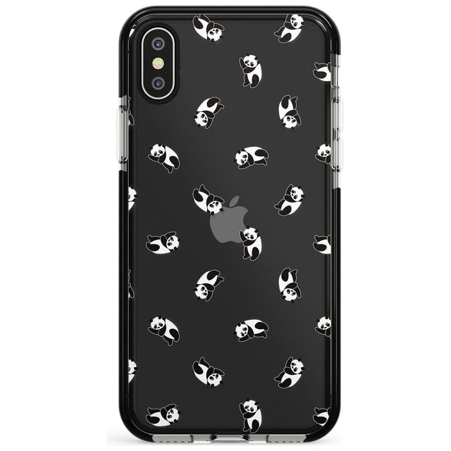 Tiny Panda Pattern Pink Fade Impact Phone Case for iPhone X XS Max XR