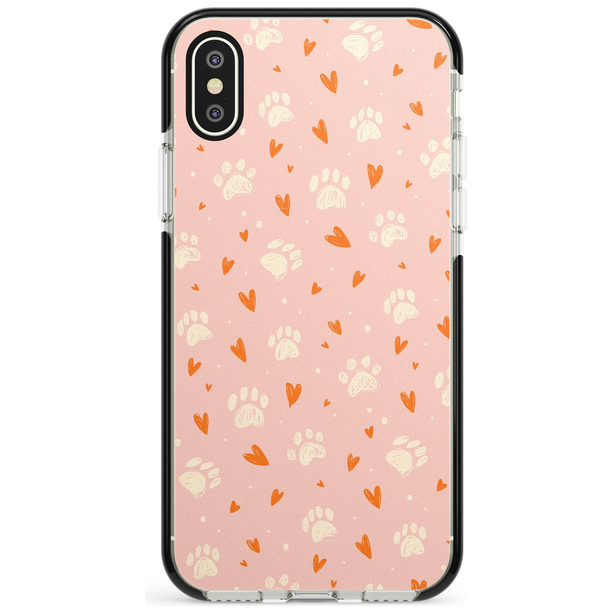 Paws & Hearts Pattern Pink Fade Impact Phone Case for iPhone X XS Max XR