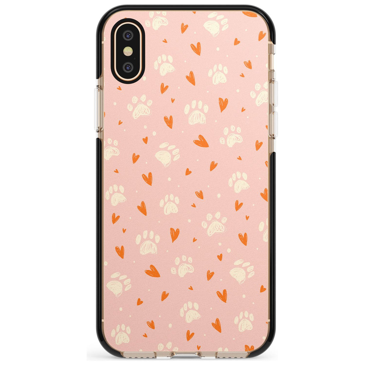 Paws & Hearts Pattern Pink Fade Impact Phone Case for iPhone X XS Max XR