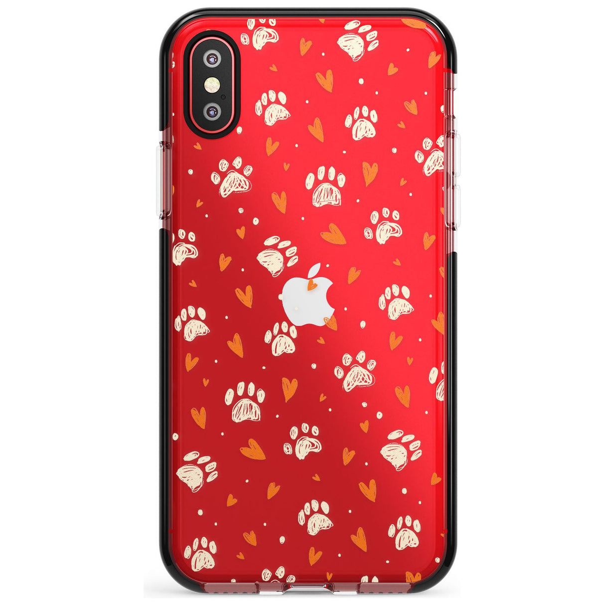 Paws & Hearts Pattern (Clear) Pink Fade Impact Phone Case for iPhone X XS Max XR