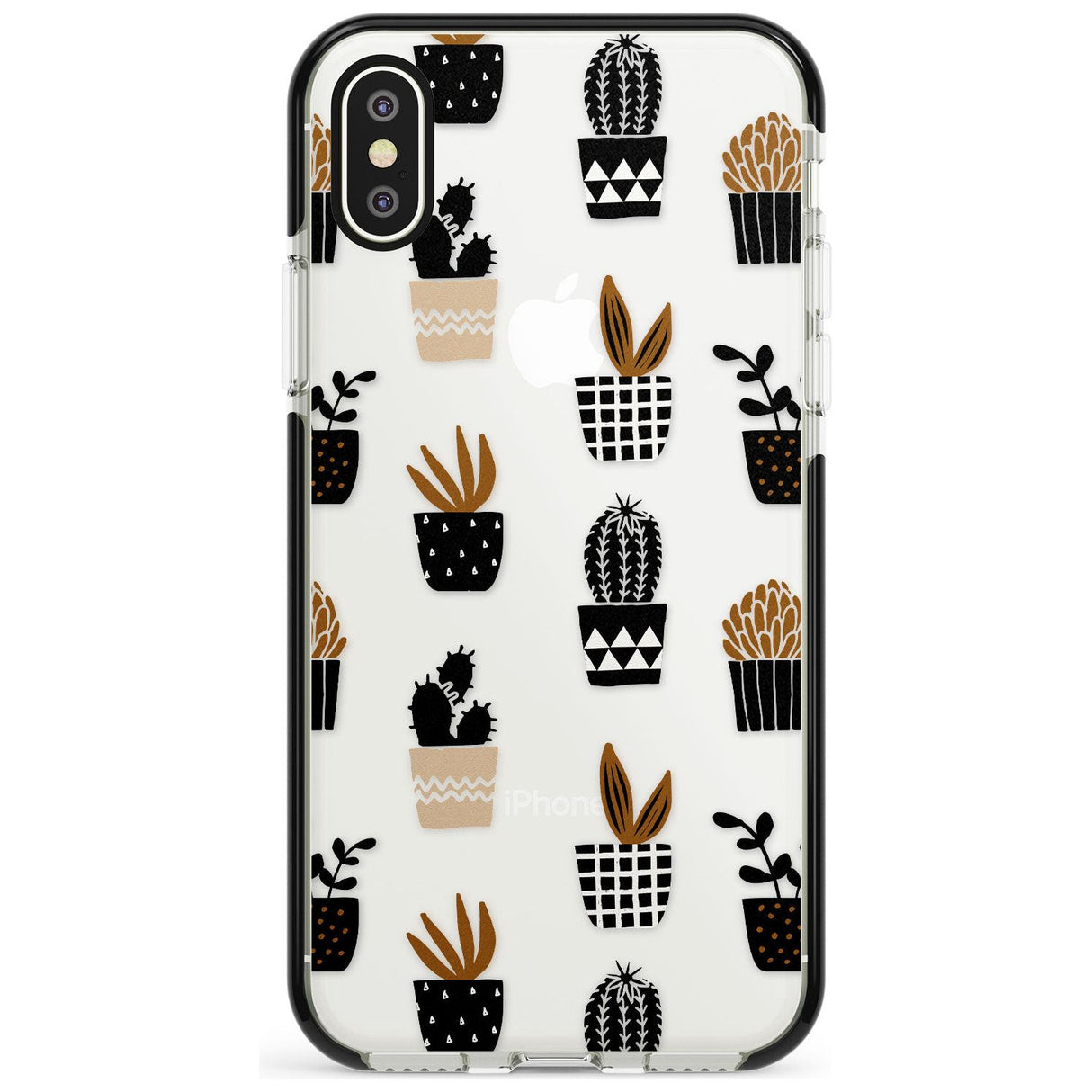 Large Mixed Plants Pattern - Clear Phone Case iPhone X / iPhone XS / Black Impact Case,iPhone XR / Black Impact Case,iPhone XS MAX / Black Impact Case Blanc Space