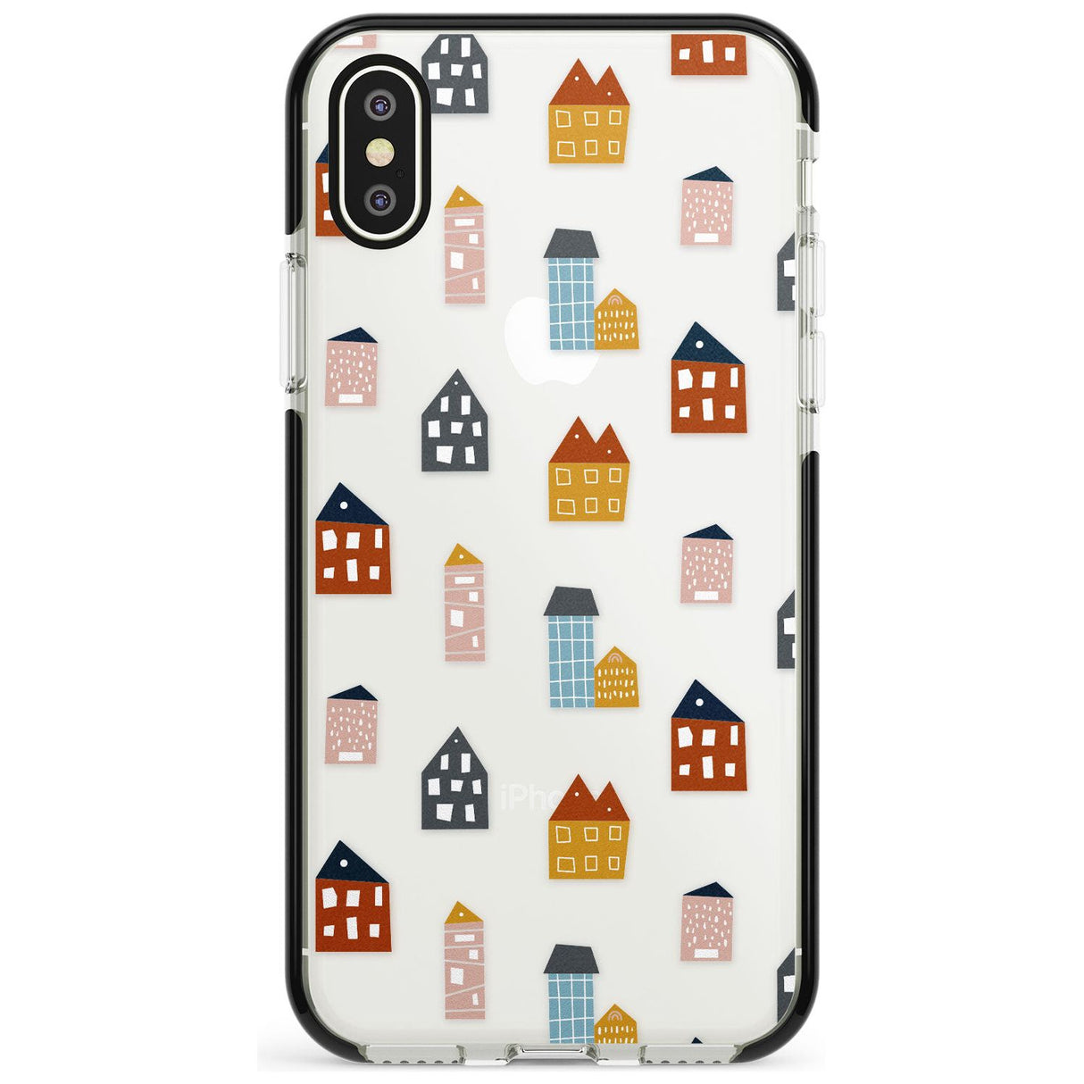 Cute Scandinavian Buildings Black Impact Phone Case for iPhone X XS Max XR