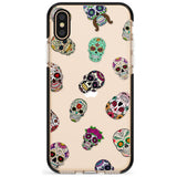 Mixed Sugar Skull Pattern Black Impact Phone Case for iPhone X XS Max XR