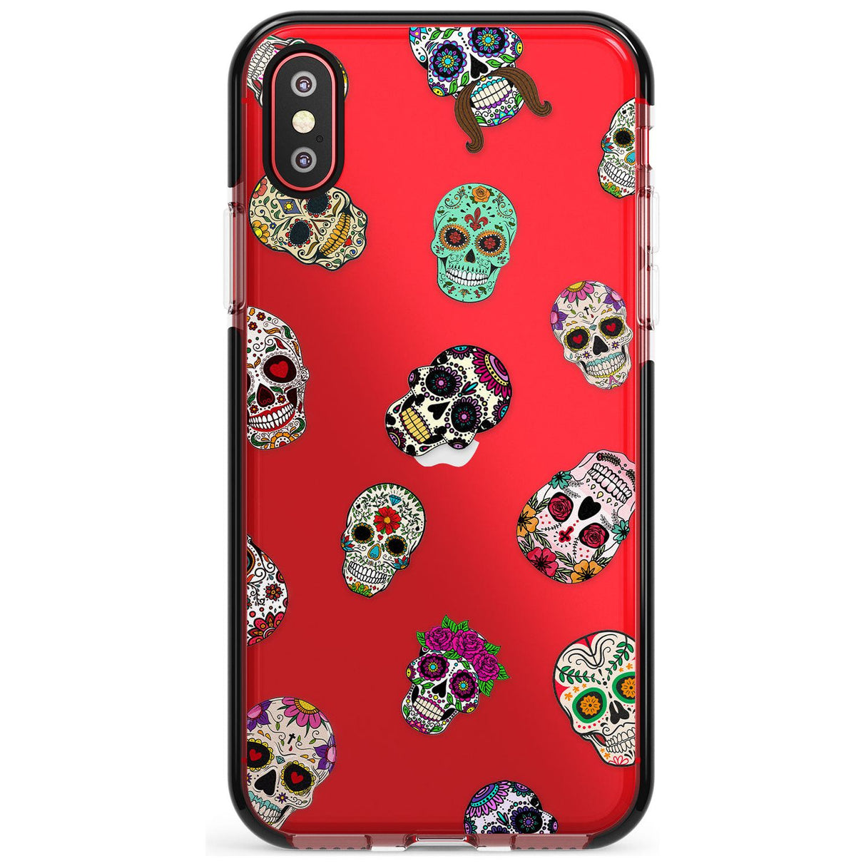 Mixed Sugar Skull Pattern Black Impact Phone Case for iPhone X XS Max XR