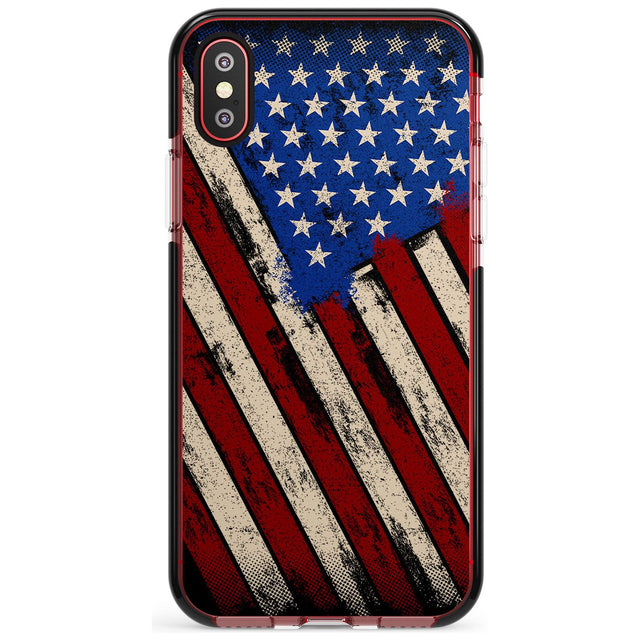 Distressed US Flag Black Impact Phone Case for iPhone X XS Max XR