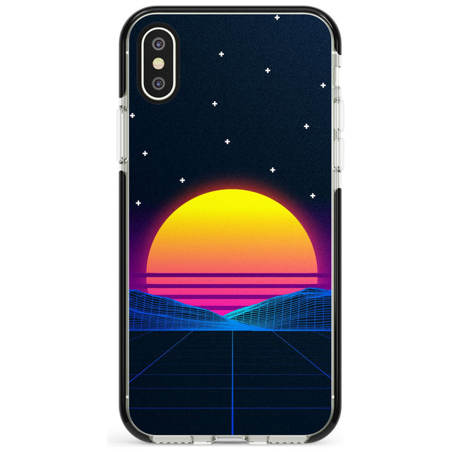 Retro Sunset Vaporwave Black Impact Phone Case for iPhone X XS Max XR