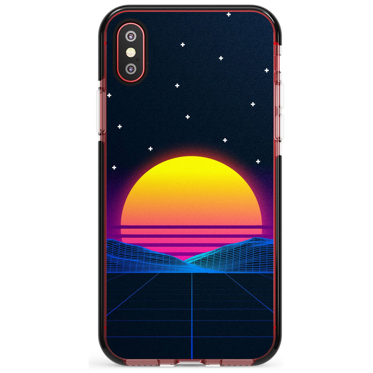 Retro Sunset Vaporwave Black Impact Phone Case for iPhone X XS Max XR