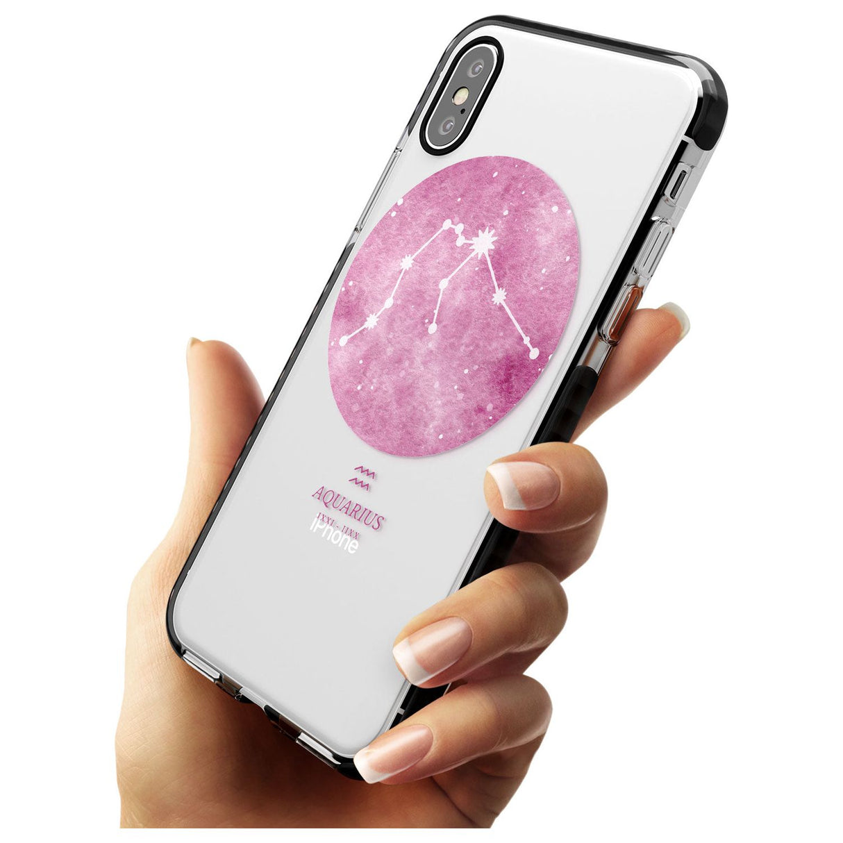 Aquarius Zodiac Transparent Design - Pink Black Impact Phone Case for iPhone X XS Max XR