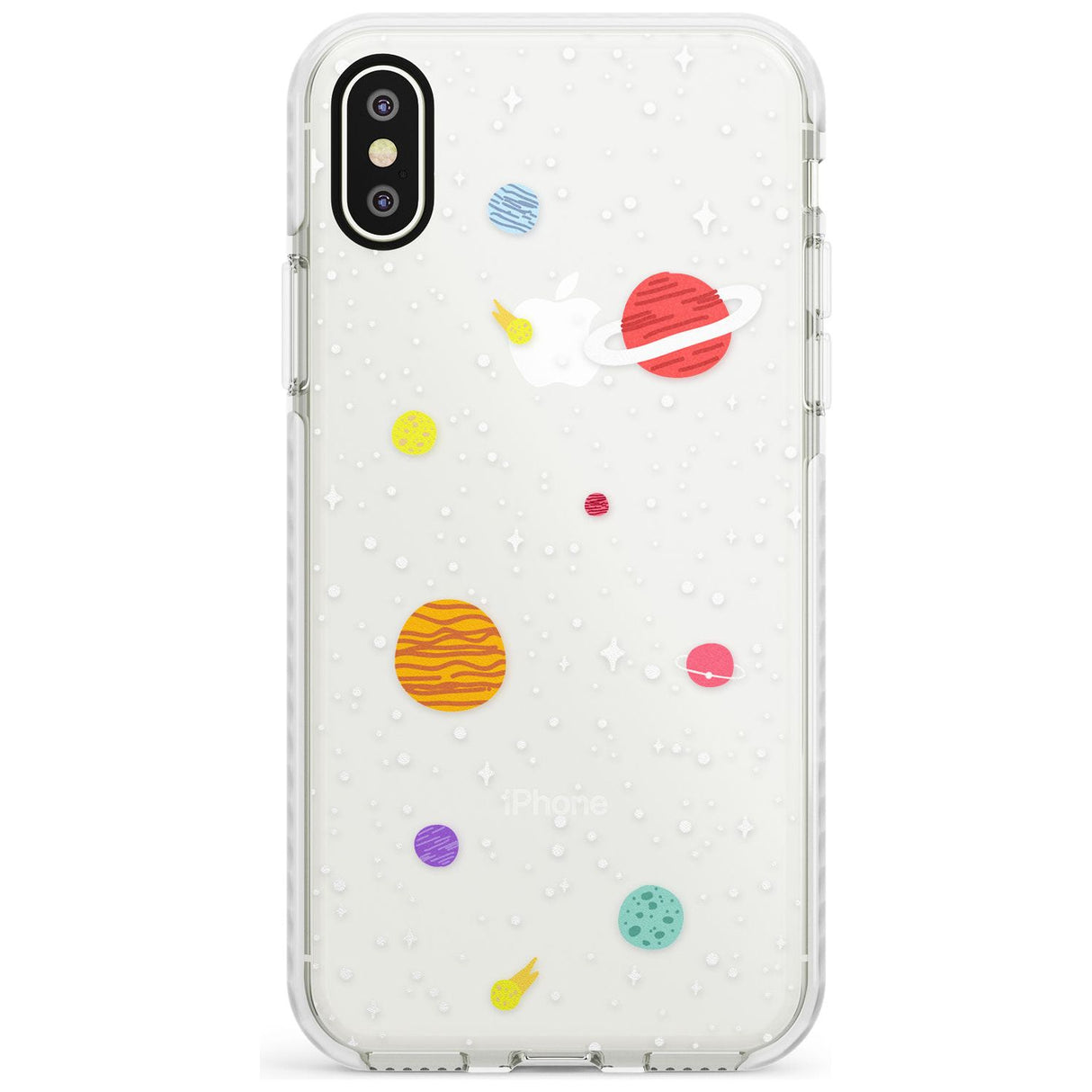 Cute Cartoon Planets (Clear) Impact Phone Case for iPhone X XS Max XR