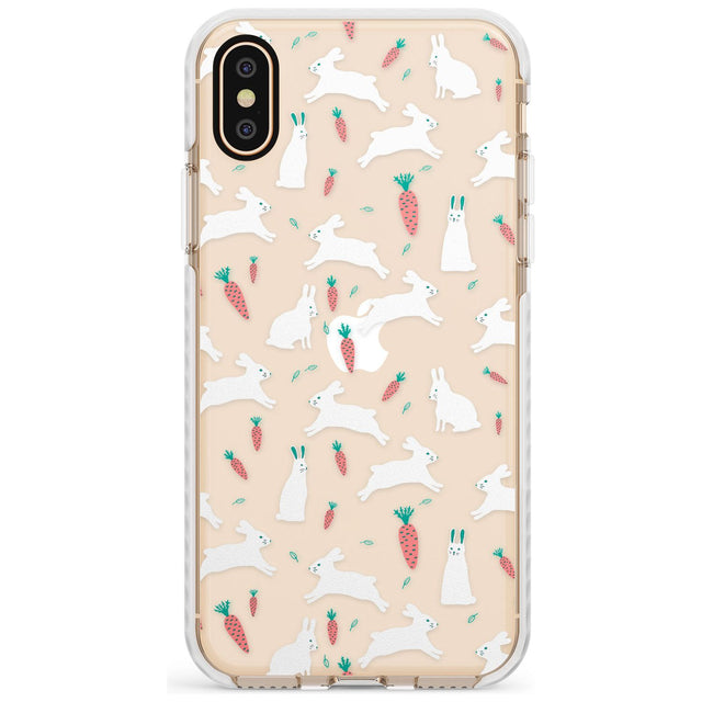 White Bunnies and Carrots Impact Phone Case for iPhone X XS Max XR