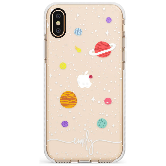 Custom Cute Cartoon Planets (Clear) Slim TPU Phone Case Warehouse X XS Max XR