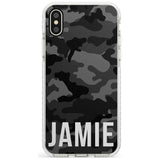 Horizontal Name Personalised Black Camouflage Impact Phone Case for iPhone X XS Max XR