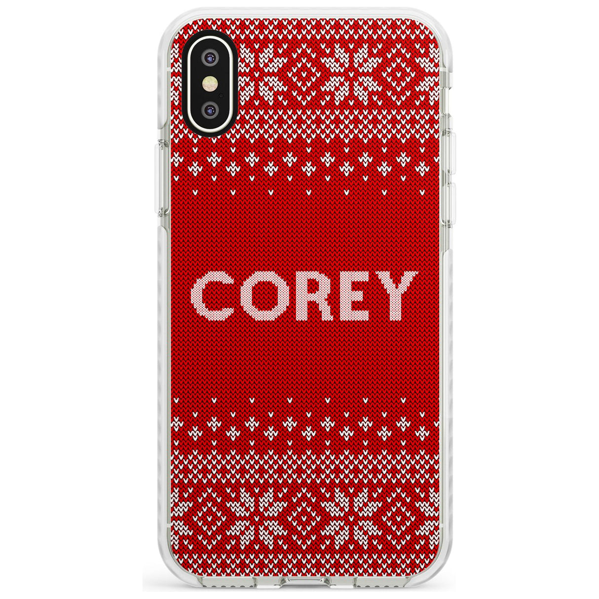 Personalised Red Christmas Knitted Jumper Impact Phone Case for iPhone X XS Max XR