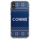 Personalised Blue Christmas Knitted Jumper Impact Phone Case for iPhone X XS Max XR