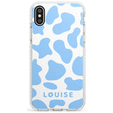 Personalised Blue and White Cow Print Impact Phone Case for iPhone X XS Max XR