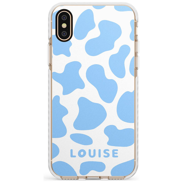 Personalised Blue and White Cow Print Impact Phone Case for iPhone X XS Max XR