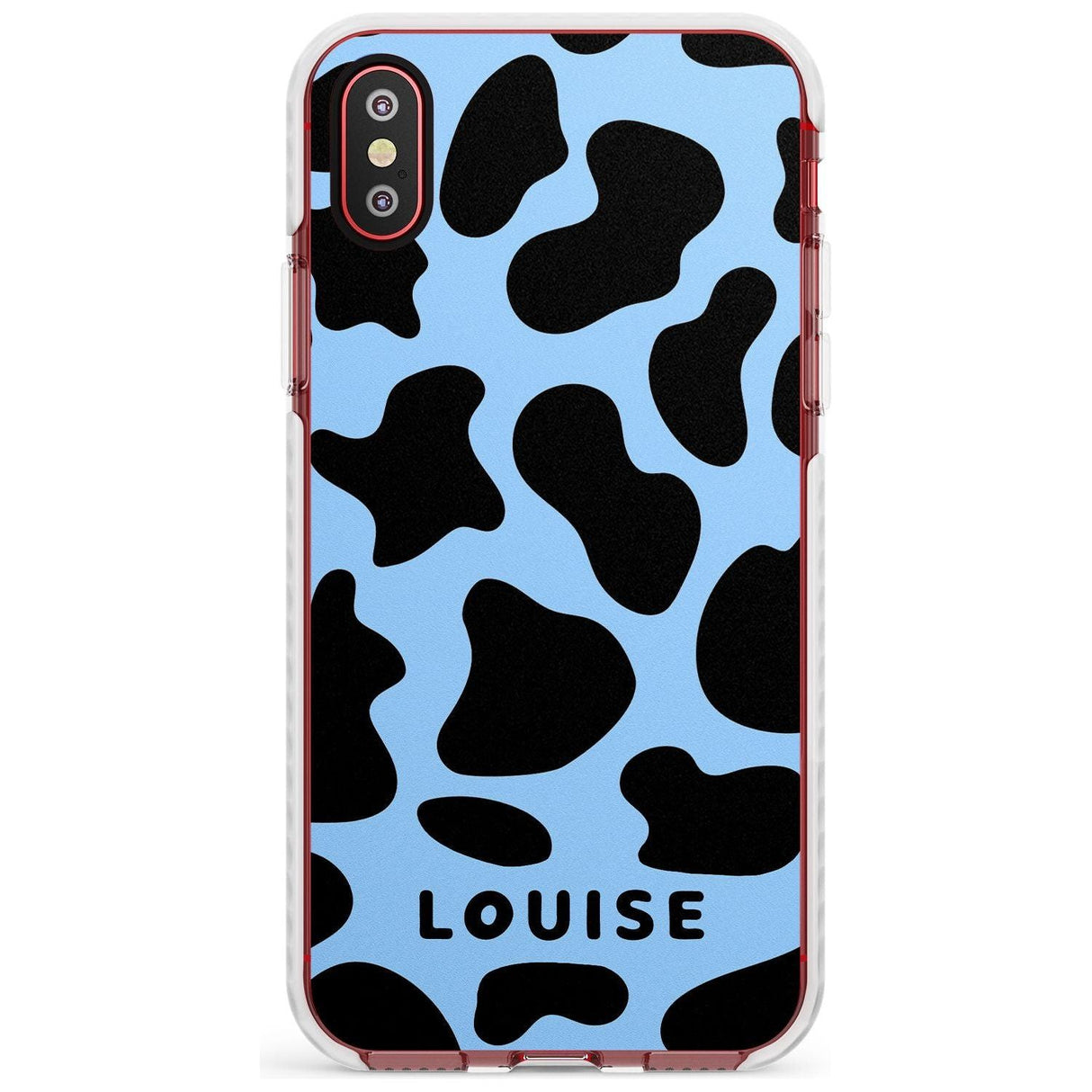 Personalised Blue and Black Cow Print Impact Phone Case for iPhone X XS Max XR