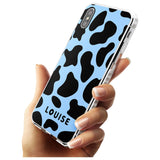 Personalised Blue and Black Cow Print Impact Phone Case for iPhone X XS Max XR