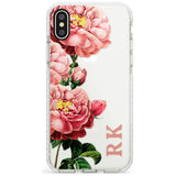 Custom Clear Vintage Floral Pink Peonies Impact Phone Case for iPhone X XS Max XR