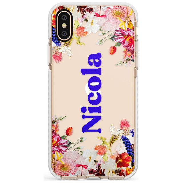 Custom Text with Floral Borders Slim TPU Phone Case Warehouse X XS Max XR