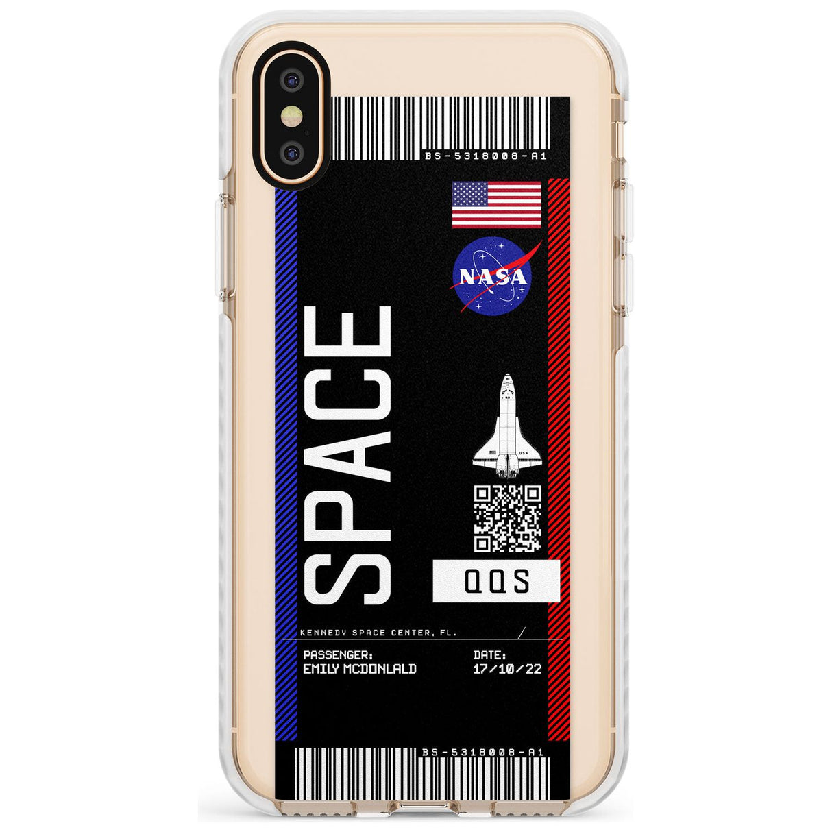 Personalised NASA Boarding Pass (Dark) Impact Phone Case for iPhone X XS Max XR