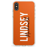 Bold Custom Name: Orange Impact Phone Case for iPhone X XS Max XR