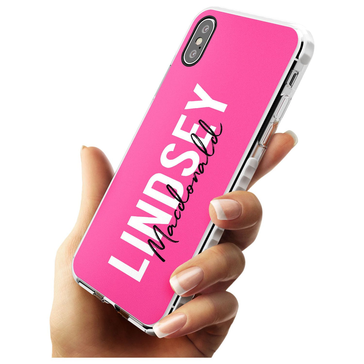 Bold Custom Name: Pink Impact Phone Case for iPhone X XS Max XR