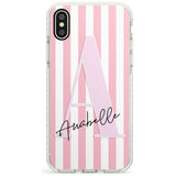 Pink Stripes & Large Monogram iPhone Case  Impact Case Custom Phone Case - Case Warehouse