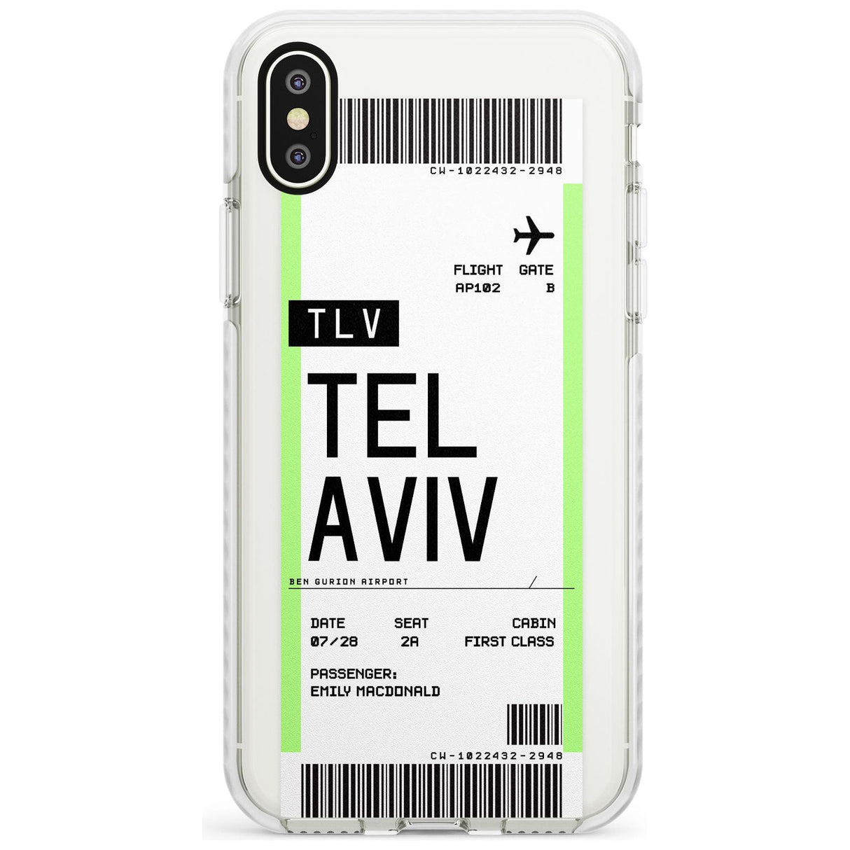 Tel Aviv Boarding Pass iPhone Case  Impact Case Custom Phone Case - Case Warehouse