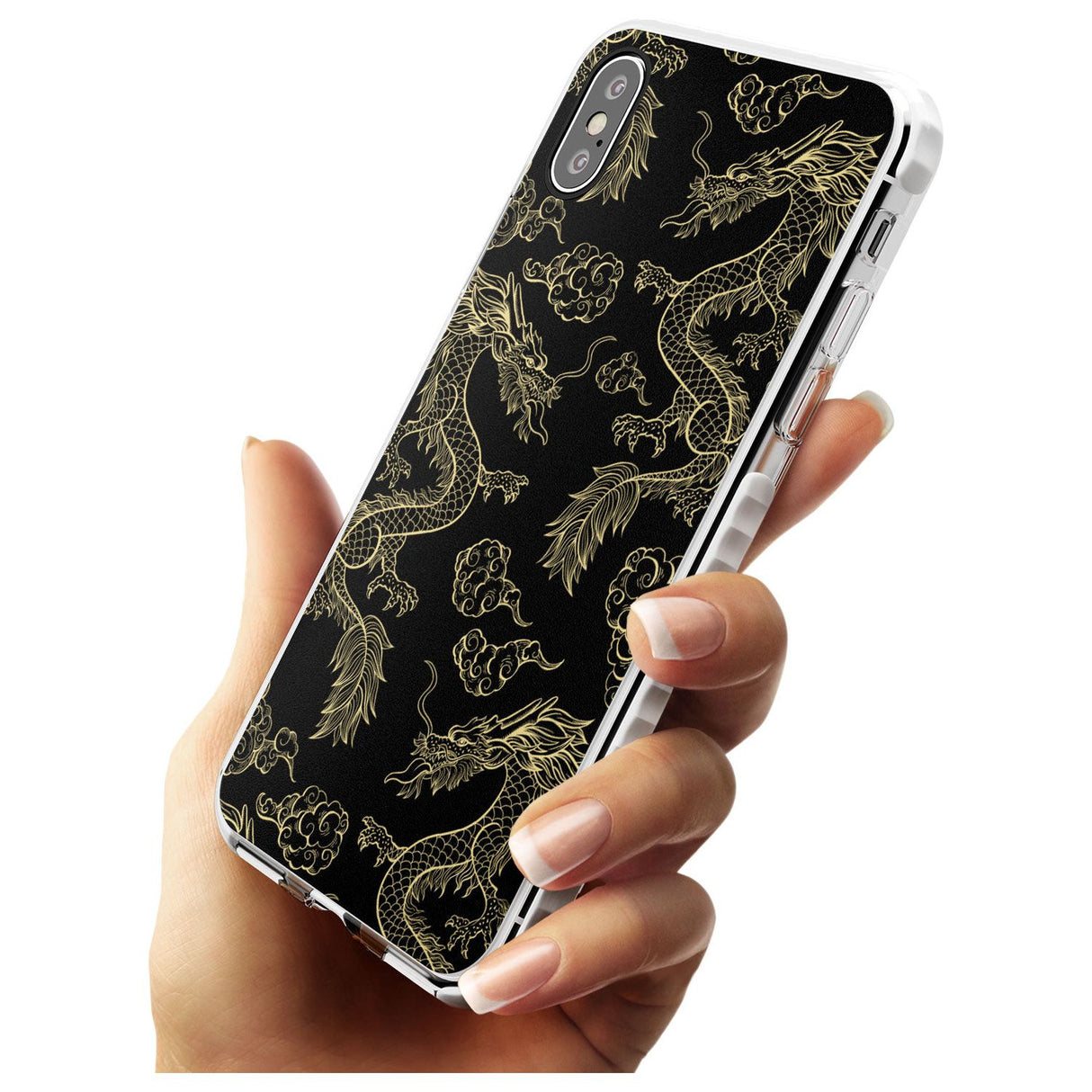 Black and Gold Dragon Pattern Impact Phone Case for iPhone X XS Max XR