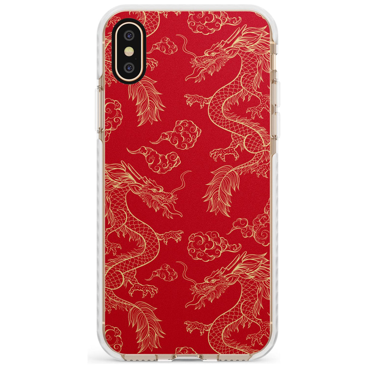 Red and Gold Dragon Pattern Impact Phone Case for iPhone X XS Max XR