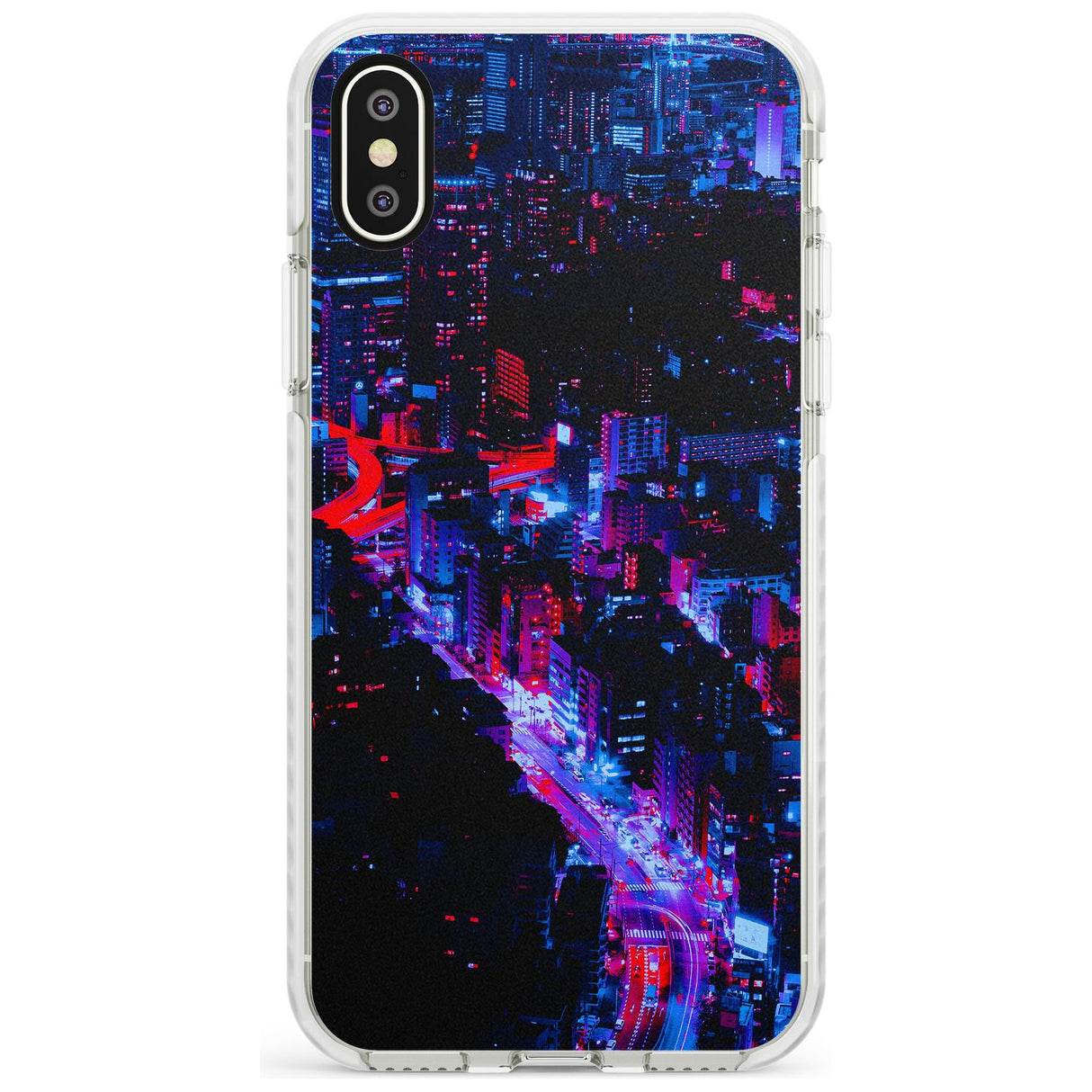 Arial City View - Neon Cities Photographs Impact Phone Case for iPhone X XS Max XR