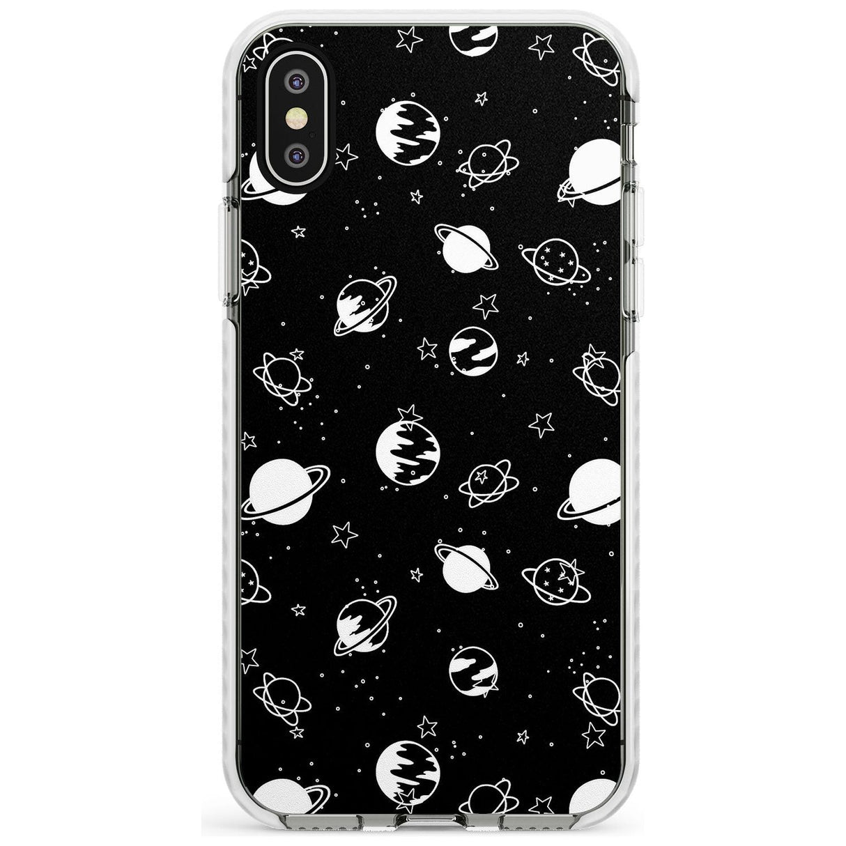 White Planets on Black Slim TPU Phone Case Warehouse X XS Max XR