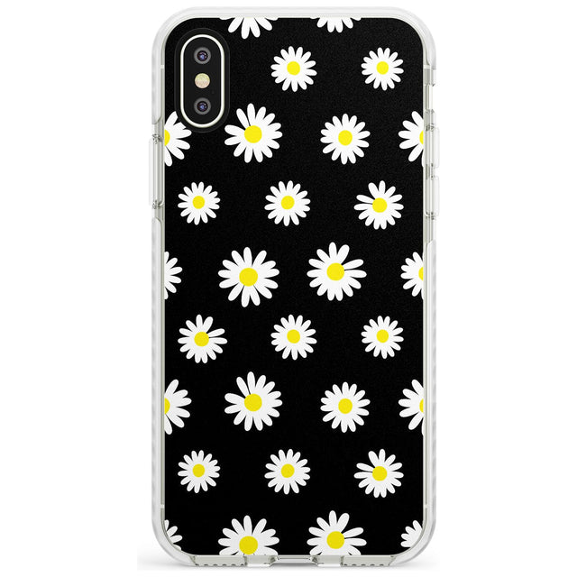 White Daisy Pattern (Black) Impact Phone Case for iPhone X XS Max XR