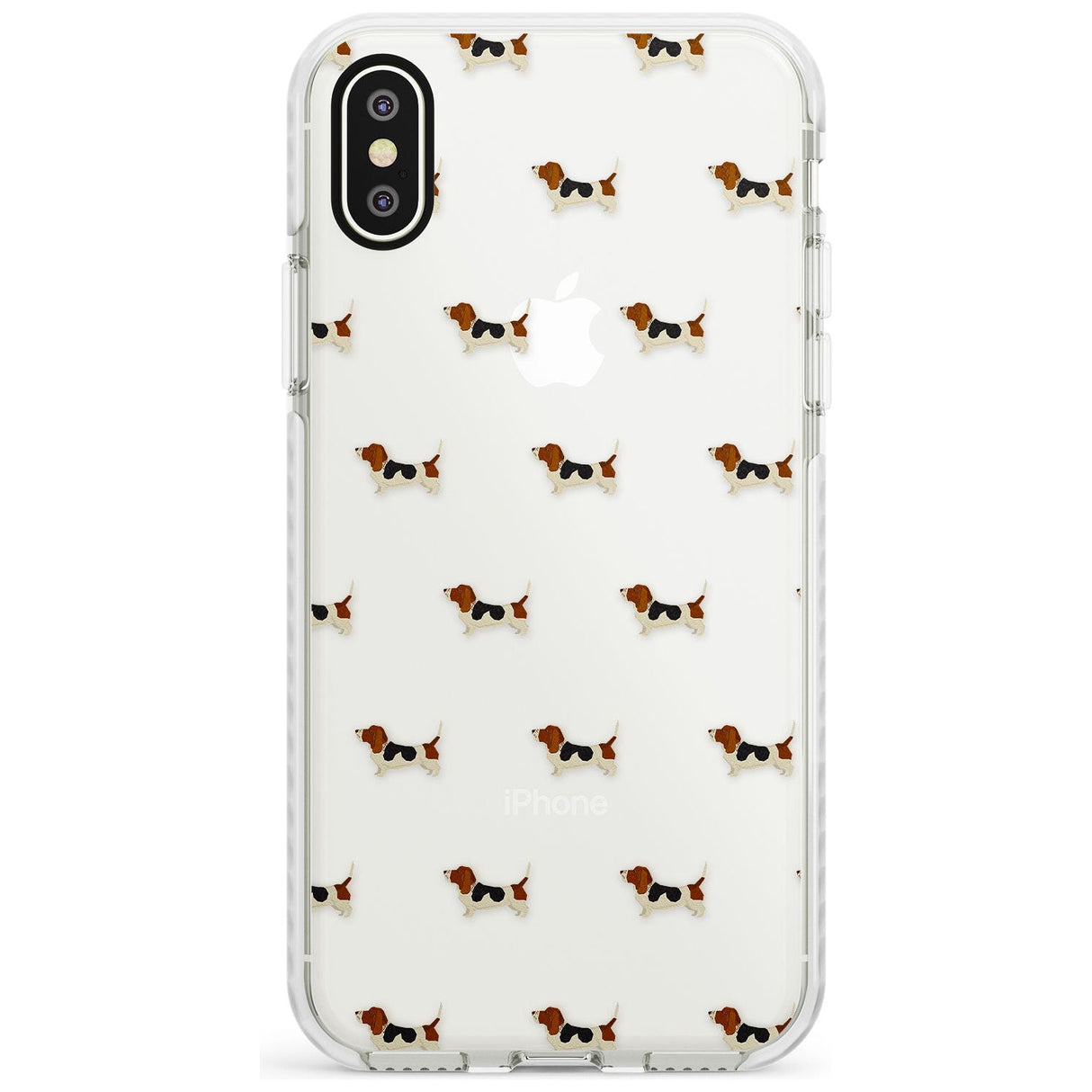 . Basset Hound Dog Pattern Clear Impact Phone Case for iPhone X XS Max XR