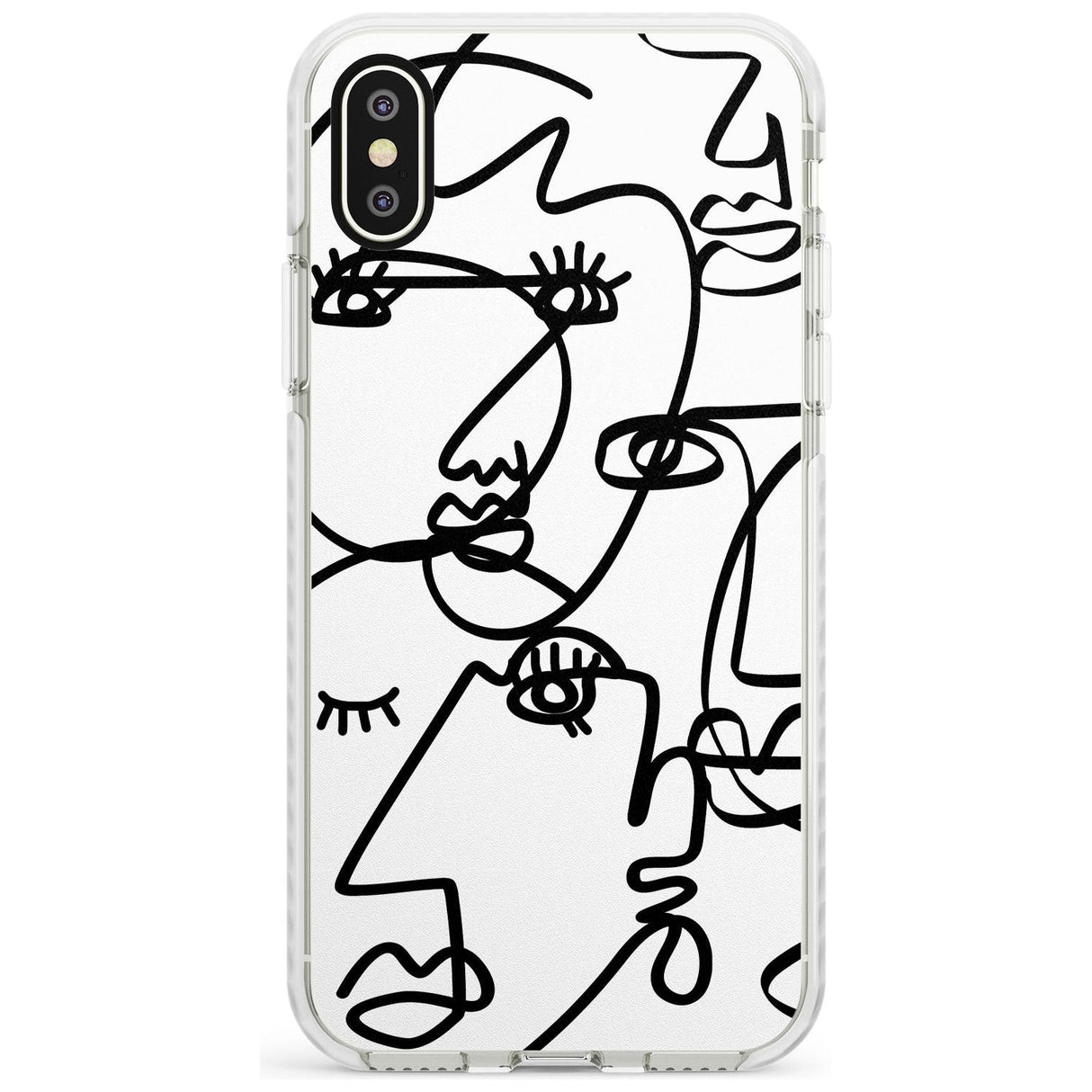 Continuous Line Faces: Black on White Slim TPU Phone Case Warehouse X XS Max XR