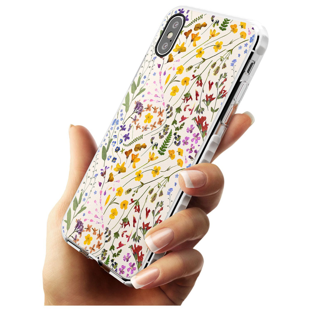 Wildflower & Leaves Cluster Design - Cream Impact Phone Case for iPhone X XS Max XR