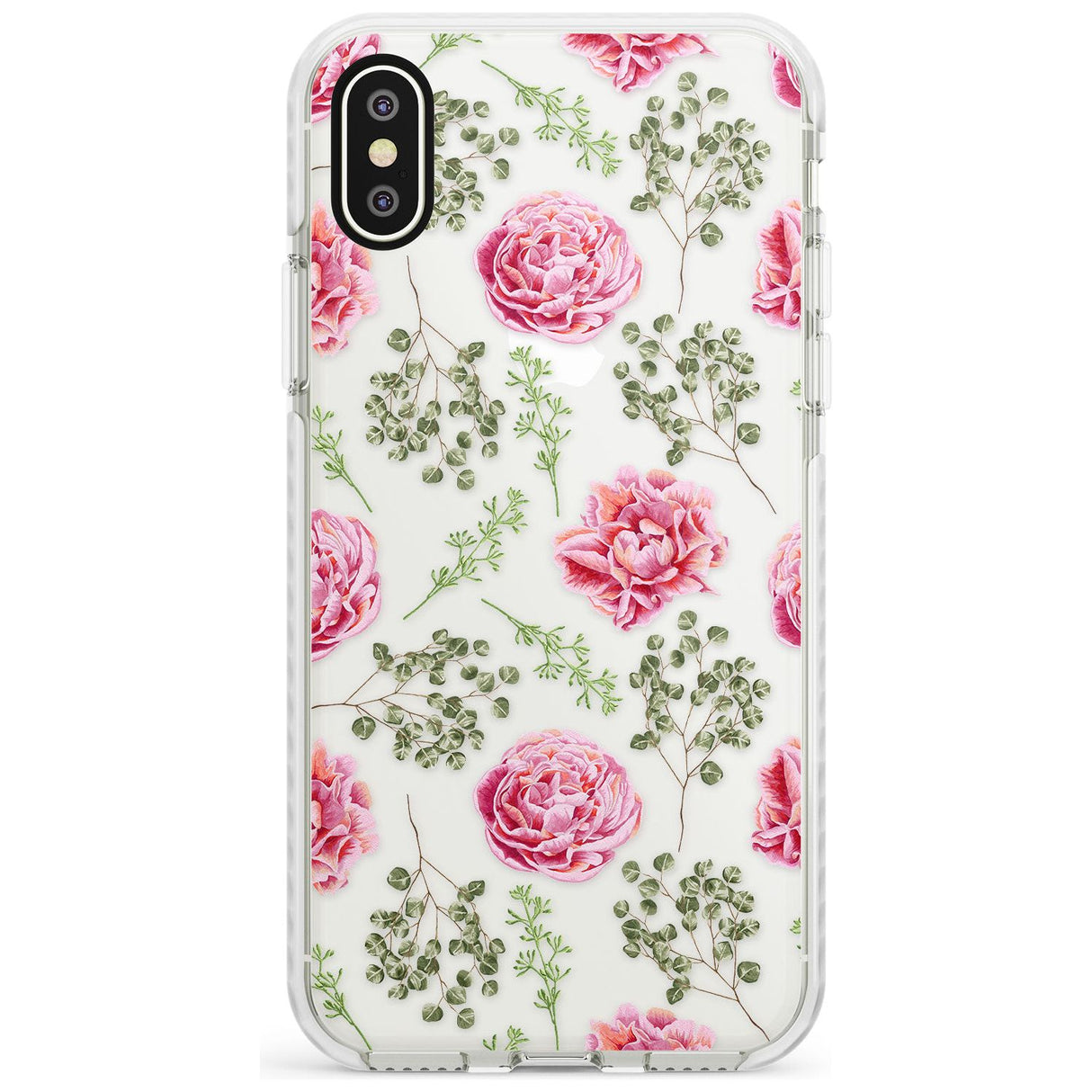 Roses & Eucalyptus Transparent Floral Impact Phone Case for iPhone X XS Max XR