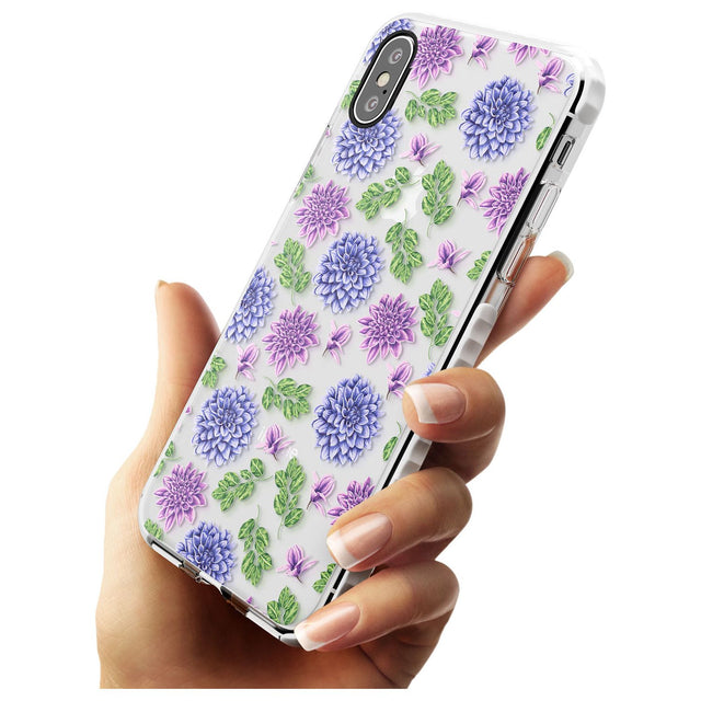 Purple Dahlias Transparent Floral Impact Phone Case for iPhone X XS Max XR