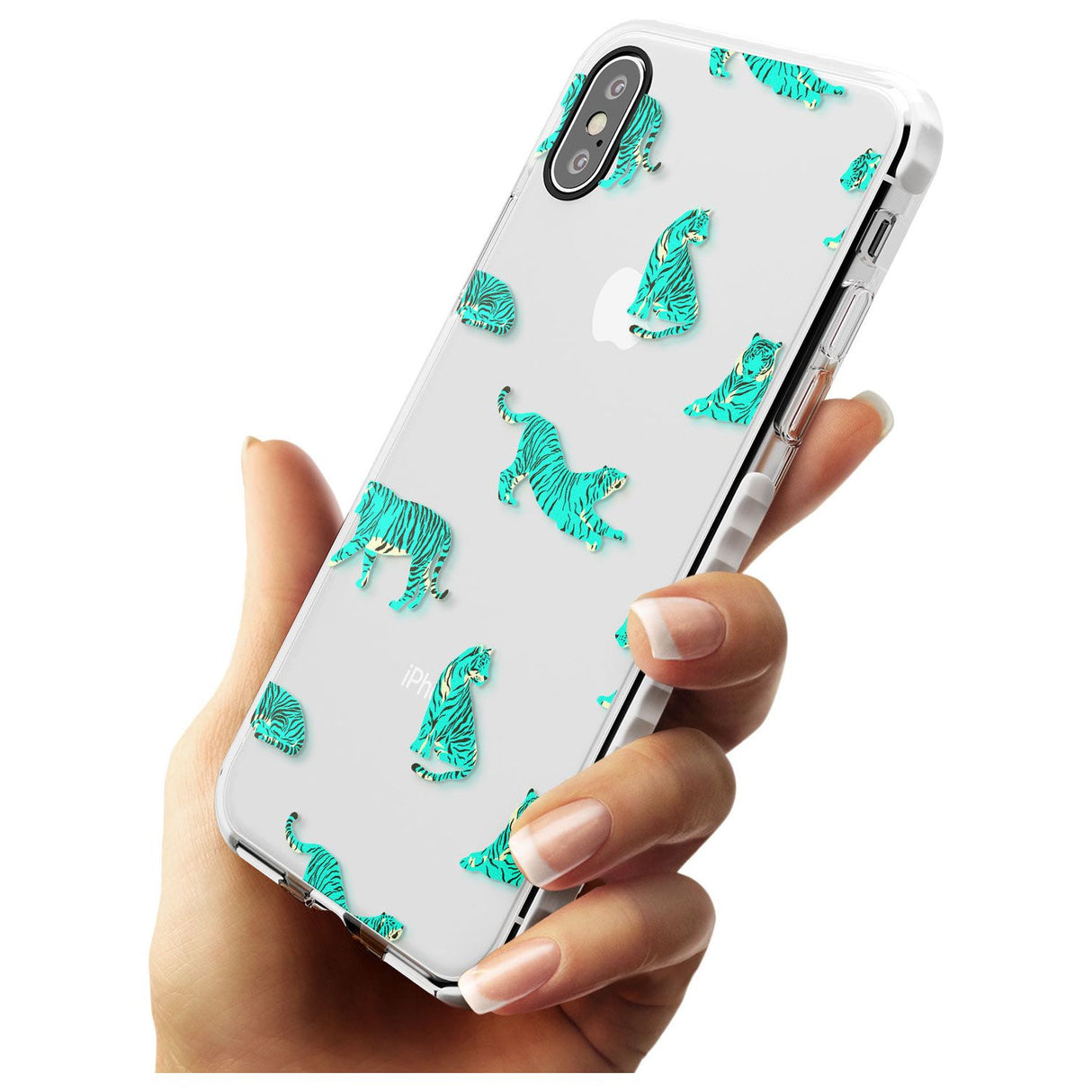 Turquoise Tiger Jungle Cat Pattern Impact Phone Case for iPhone X XS Max XR