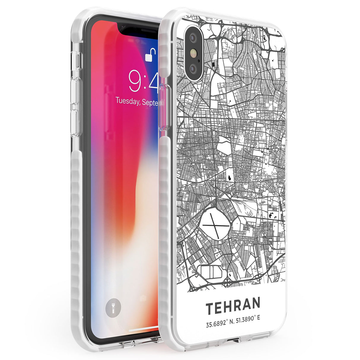 Map of Tehran, Iran Phone Case iPhone X / iPhone XS / Impact Case,iPhone XR / Impact Case,iPhone XS MAX / Impact Case Blanc Space